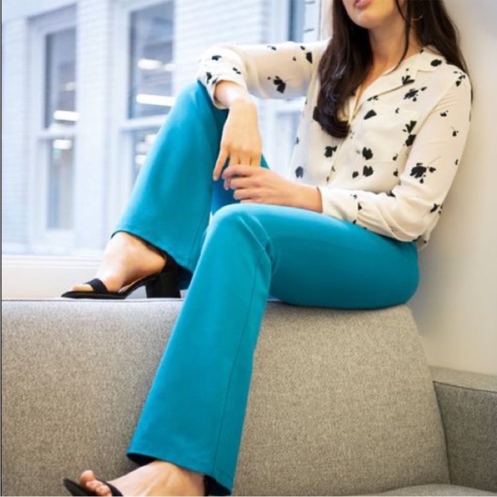 Betabrand Sailor 6 Button Bootcut Yoga Dress Pants Size Medium Teal - Picture 3 of 10